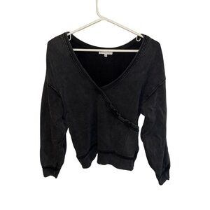Z Supply Black Wrap Ruffled Hoodie